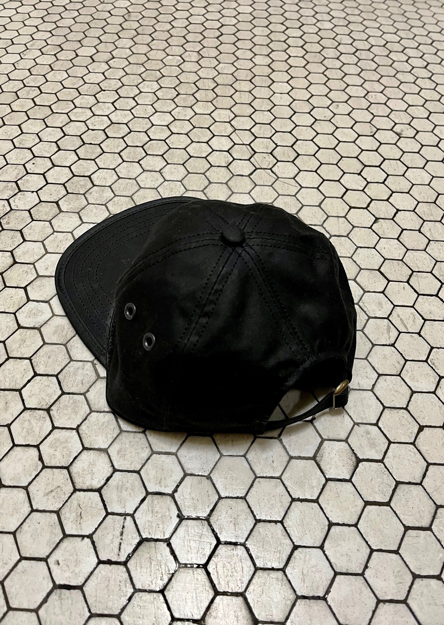 Black 6 Panel Waxed Cotton
