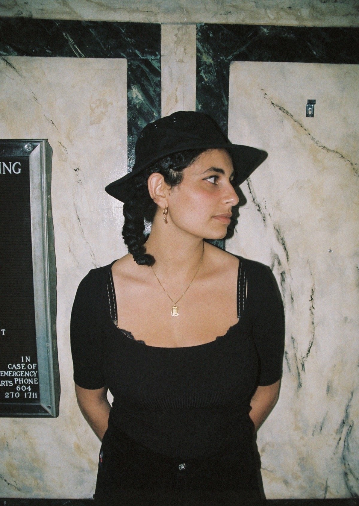 Black Waxed Cotton Bucket Hat