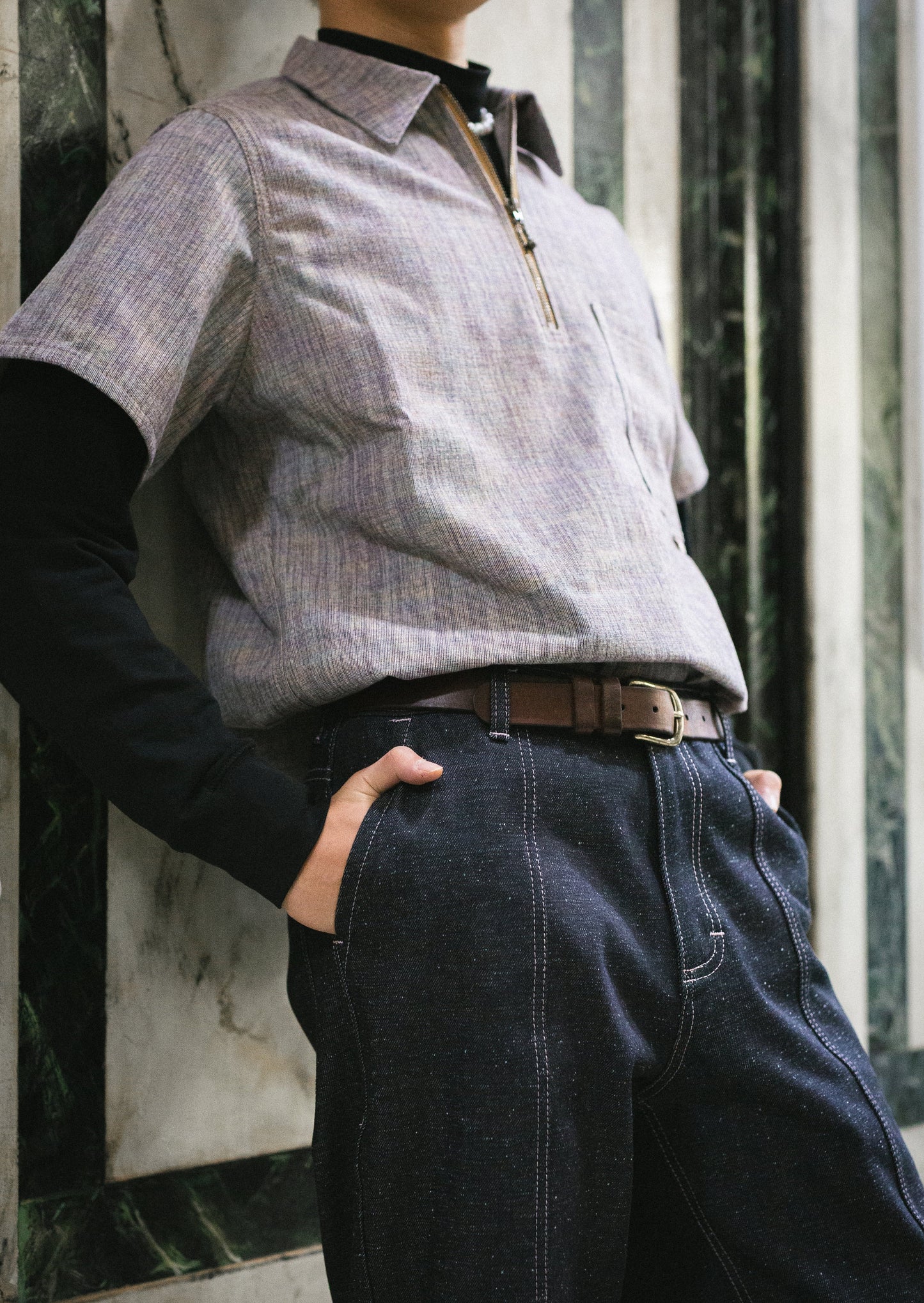 Purple Tweed Zip Shirt