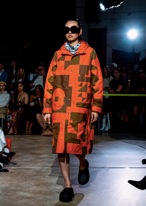 Orange Quilted Raincoat