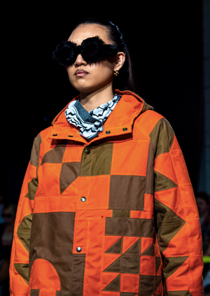 Orange Quilted Raincoat