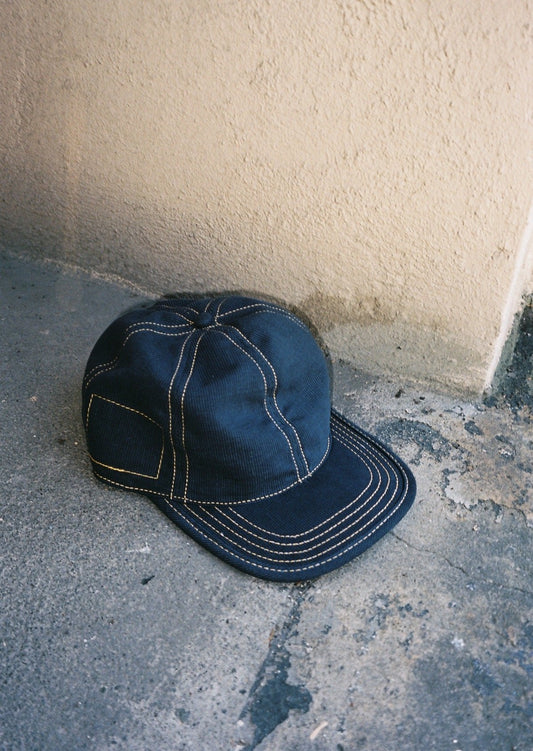 Navy Bedford Cord 6 Panel Hat
