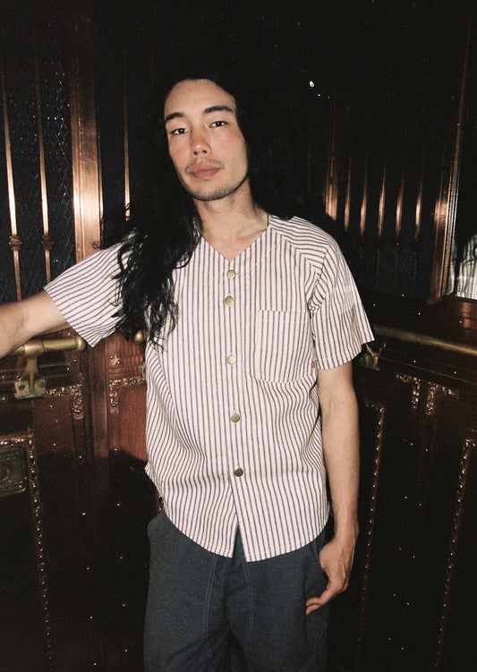 Violet Stripe Home Run Button Down