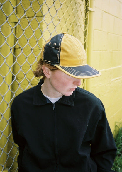 Navy & Mustard 6 Panel Waxed Cotton