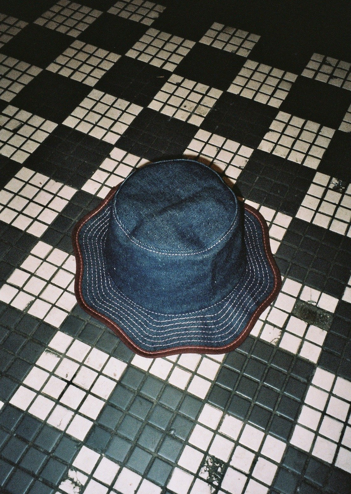 Up-cycled Indigo Denim Wavy Bucket