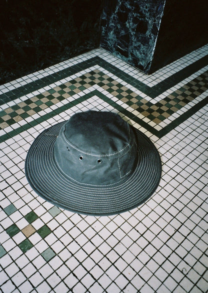 Charcoal Grey Waxed Cotton Bucket Hat