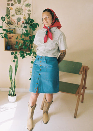 Light Denim Utility Skirt