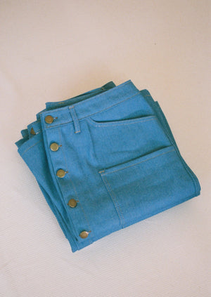 Light Denim Utility Skirt