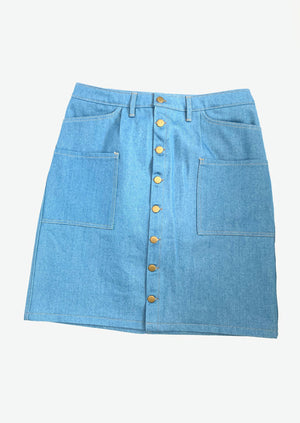 Light Denim Utility Skirt