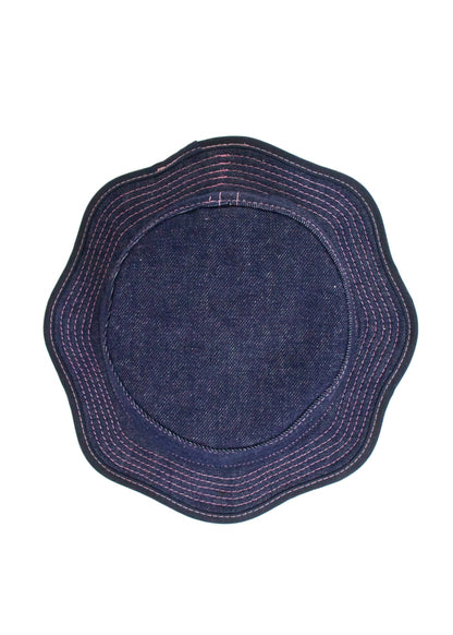 Up-cycled Indigo Denim Wavy Bucket