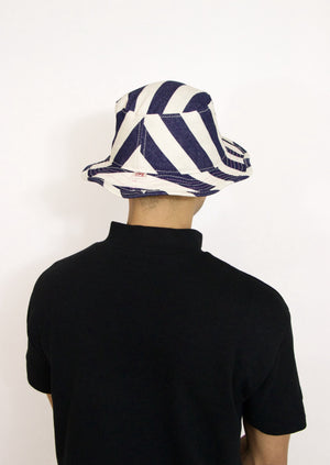 Wide Indigo Stripe Wavy Bucket