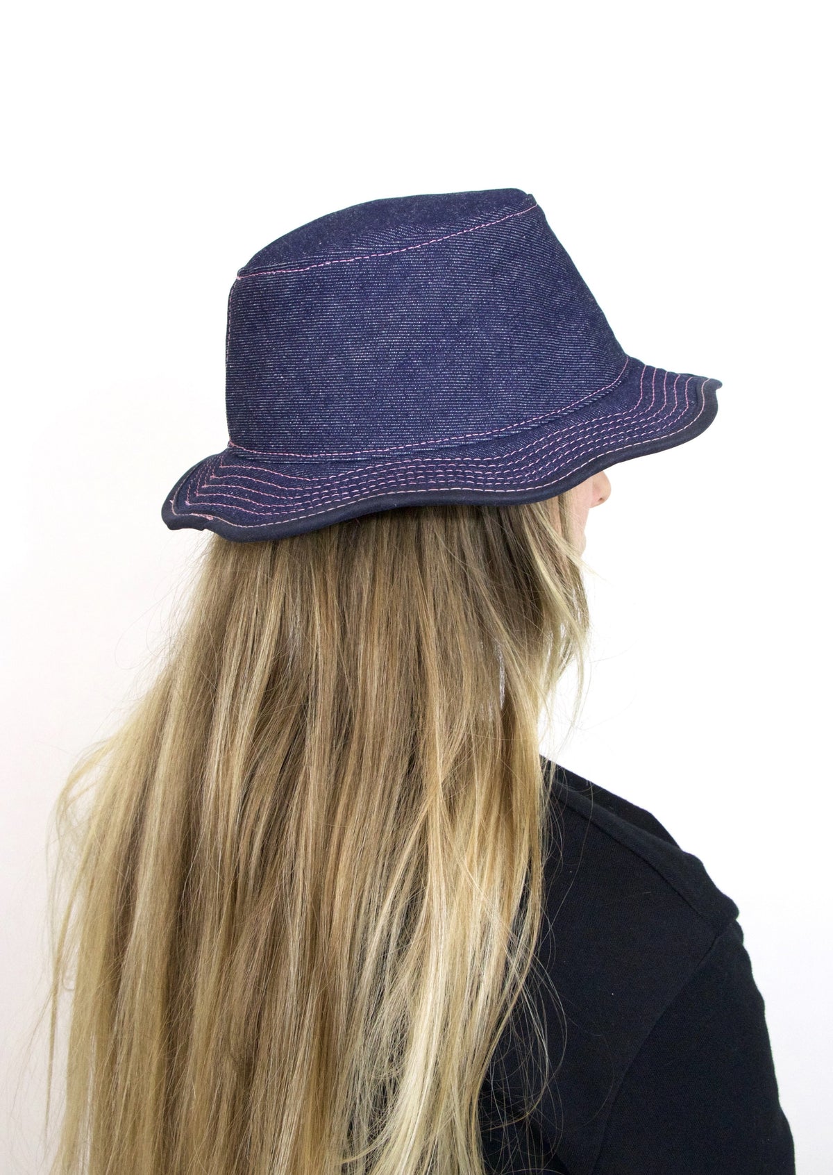 Up-cycled Indigo Denim Wavy Bucket