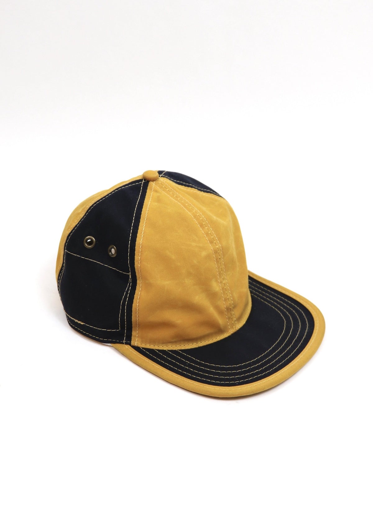 Navy & Mustard 6 Panel Waxed Cotton