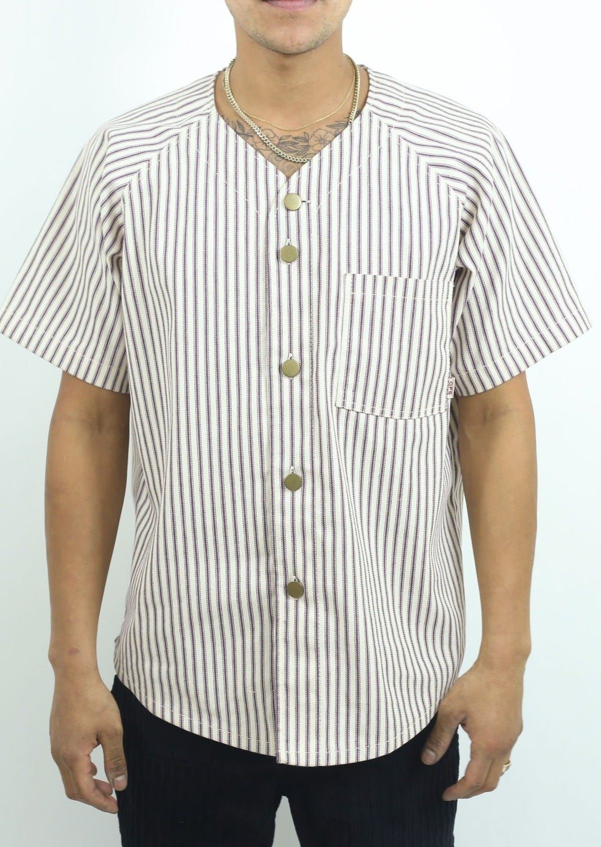 Violet Stripe Home Run Button Down