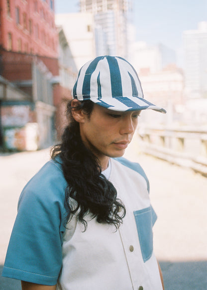 Wide Stripe Denim 6 Panel Hat