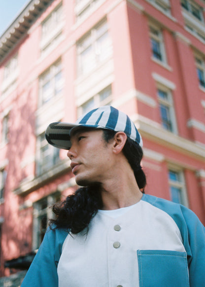 Wide Stripe Denim 6 Panel Hat