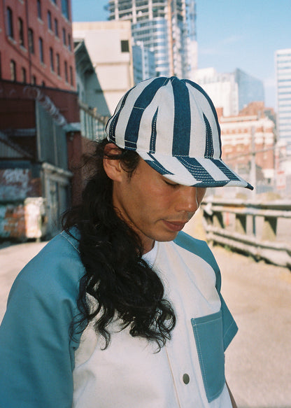 Wide Stripe Denim 6 Panel Hat