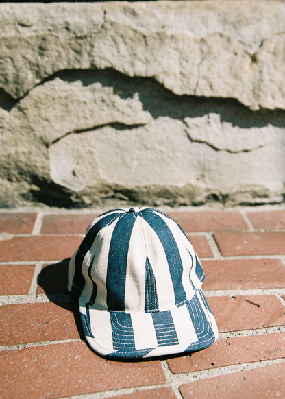 Wide Stripe Denim 6 Panel Hat