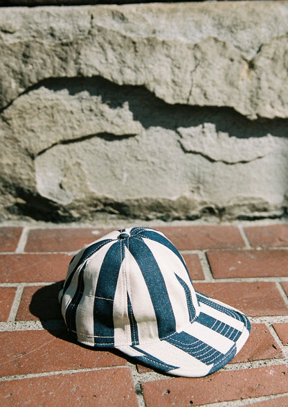 Wide Stripe Denim 6 Panel Hat
