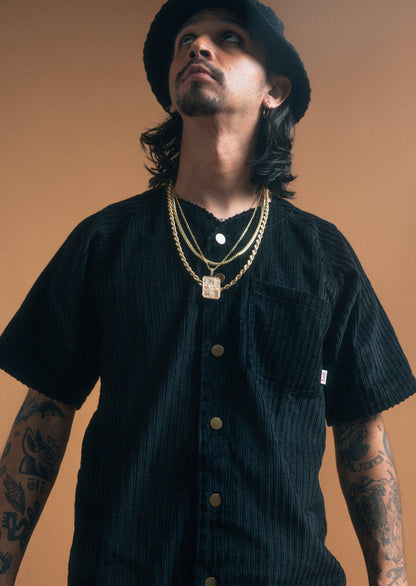 Black Up Cycled Cord Home Run Button Down